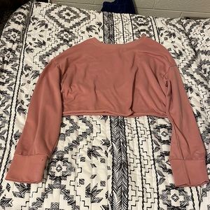 Pink Crop Crew Sweater